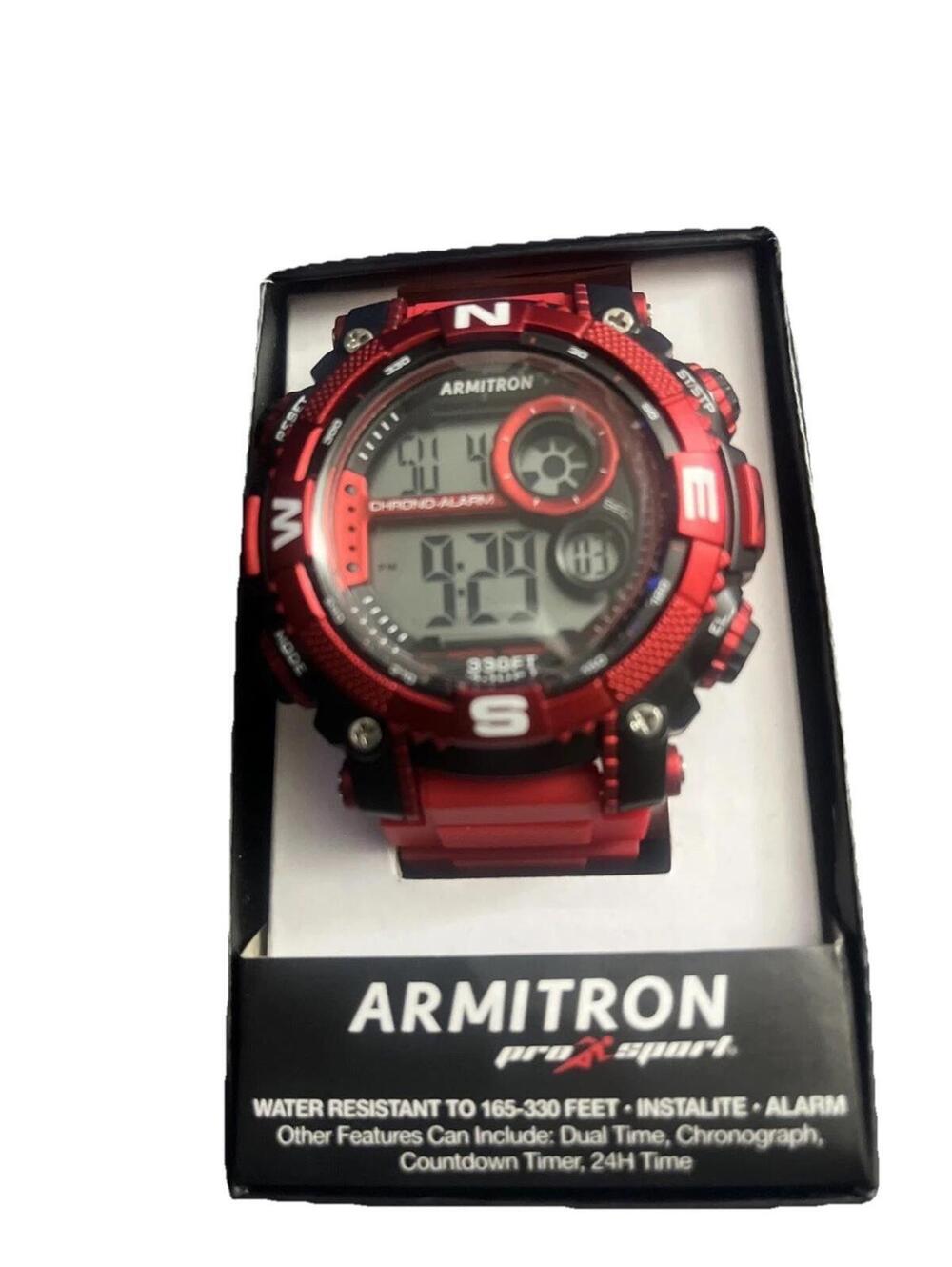Armitron Pro Sport Digital Red Case Band Chronograph/Alarm